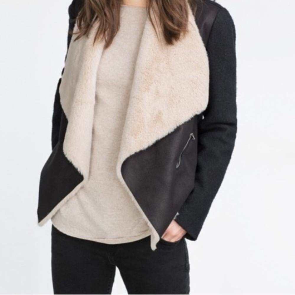 Trafaluc by Zara Wool/Shearling Jacket Size Small